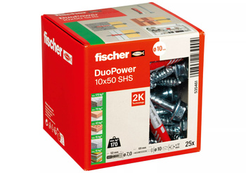 FISCHER Kołek rozporowy DuoPower 10 x 50 S z bezpiecznym wkrętem - 25szt