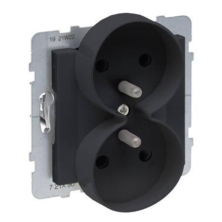 LEGRAND Gniazdo 2X2P+Z z przesłoną- zaciski automatyczne CZARNY SUNO 721490