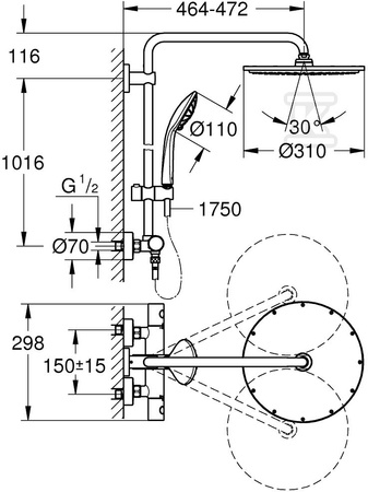 GROHE Euphoria System 310 System prysznicowy z termostatem - hard graphite