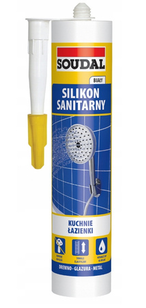 SOUDAL Silikon sanitarny 280 ml biały - karton 15szt