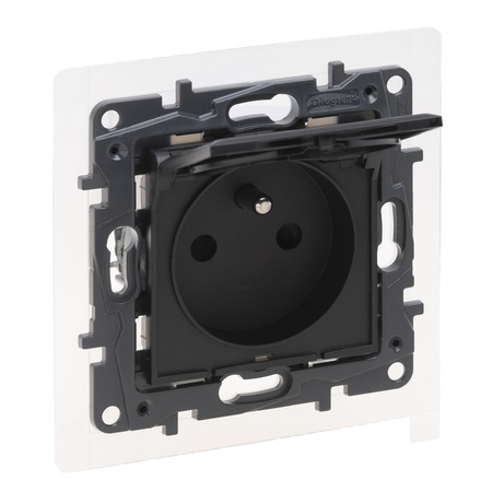 LEGRAND Gniazdo zasilające pojedyncze z uziemieniem IP44, czarny NILOE STEP