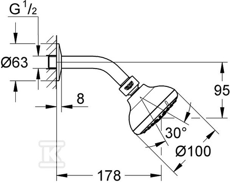 GROHE Tempesta 100 Prysznic górny, 3 strumienie