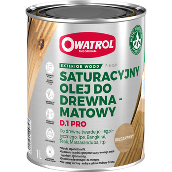 OWATROL D1 PRO Olej nasycający drewno z ochroną UV 1L Clear