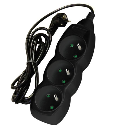 ONNLINE Przedłużacz 3 gniazda, czarny - 1,5 m