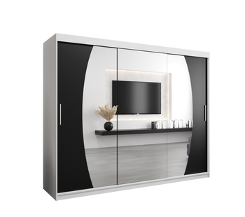 Szafa przesuwna ELYPSE 250x62x200 cm  biały / czarny