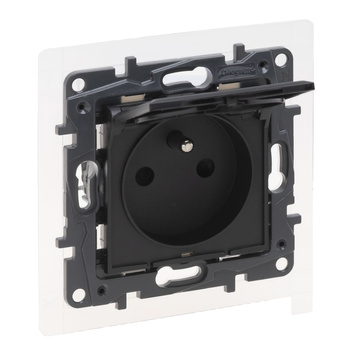 LEGRAND Gniazdo zasilające pojedyncze z uziemieniem IP44, czarny NILOE STEP