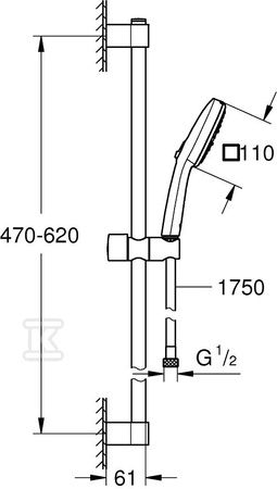 GROHE Tempesta Cube 110 Zestaw z drążkiem prysznicowym, 3 strumienie