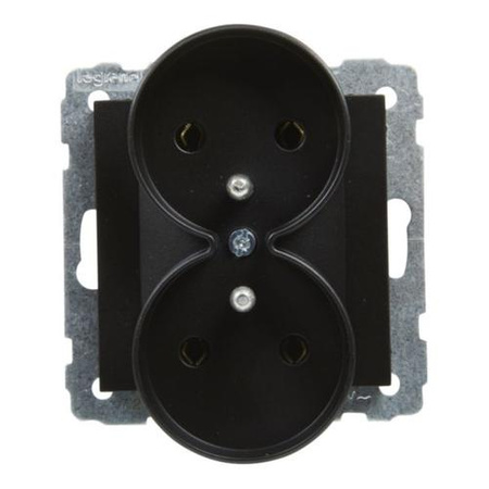 LEGRAND Gniazdo 2X2P+Z - 16A - 250V- zaciski śrubowe - czarny SUNO 721491