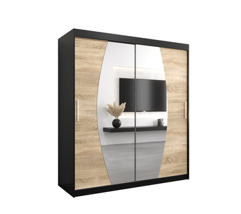 Szafa przesuwna ELYPSE 180x62x200 cm  czarny / sonoma