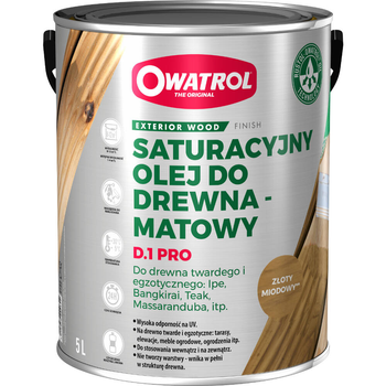 OWATROL D1 PRO Olej nasycający drewno z ochroną UV 5L HONEY GOLD