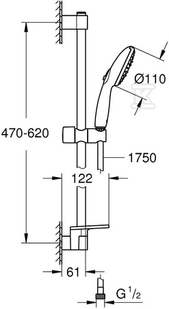 GROHE Tempesta 110 Zestaw z drążkiem prysznicowym, 3 strumienie