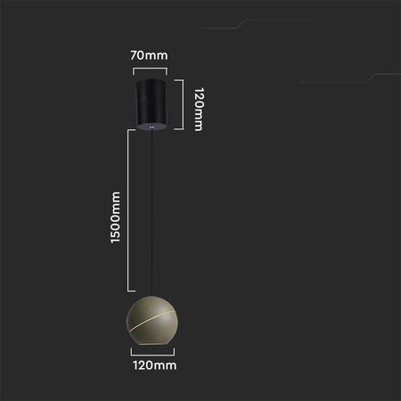 V-TAC Lampa wisząca LED 8,5W 120cm złoty szampański VT-7796