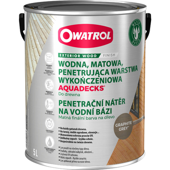 OWATROL AQUADECKS - saturator do wszystkich gatunków drewna GRAPHITE GREY 5L