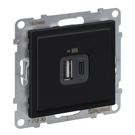 LEGRAND Gniazdo USB typ A + C - 5 V - 3 A, czarny SUNO 721430