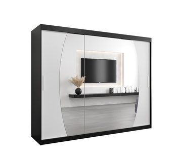 Szafa przesuwna ELYPSE 250x62x200 cm  czarny / biały