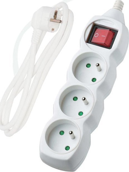ONNLINE Przedłużacz z wyłącznikiem, 3 gniazda, biały - 5 m