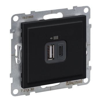 LEGRAND Gniazdo USB typ A + C - 5 V - 3 A, czarny SUNO 721430